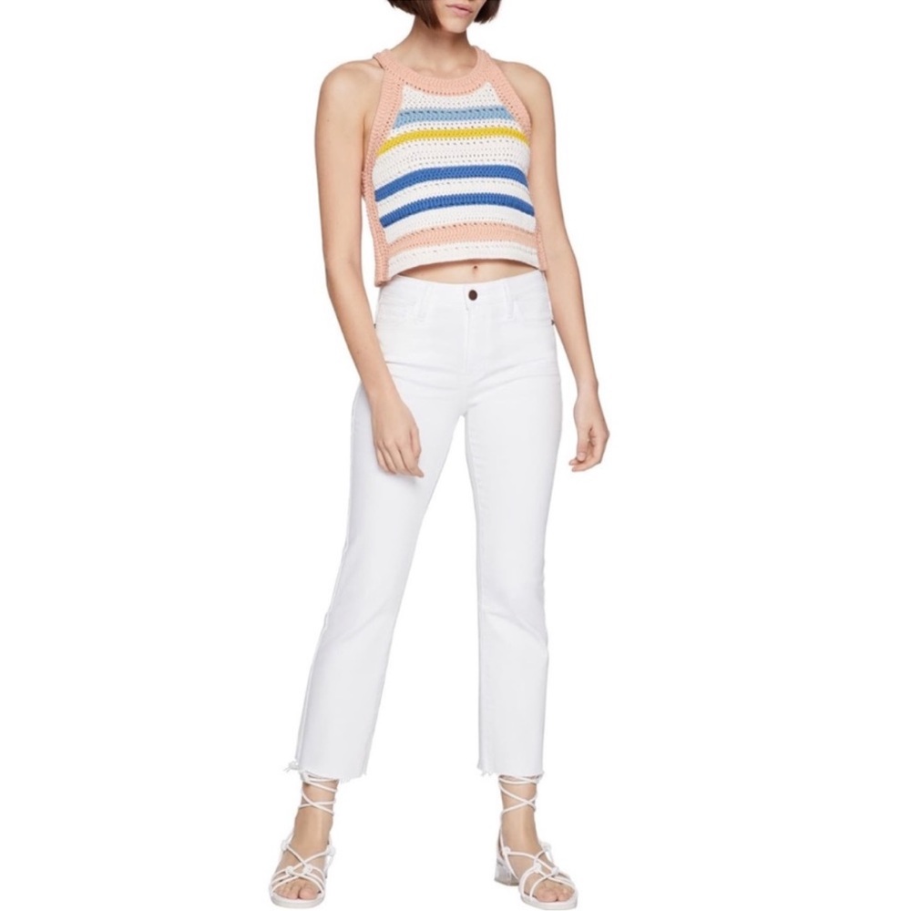 BCBG striped crochet top- NWT